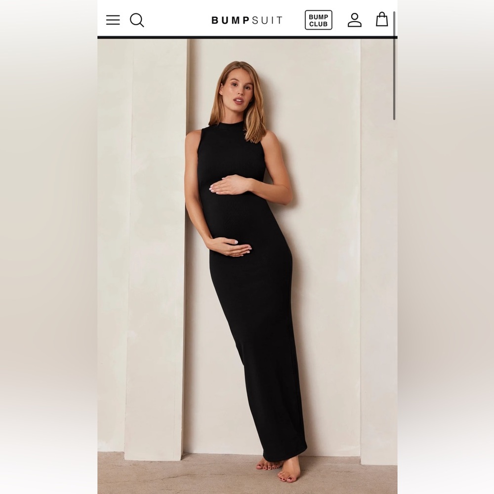 NWT size L Bumpsuit Sculpting Rib Mock Neck Maxi Dress